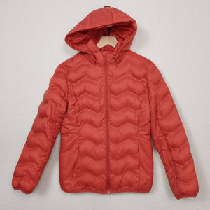 Time & Tru Cold Packable Puffer Jacket Orange Women's XS 0/2 Pre-Owned Snow Ski